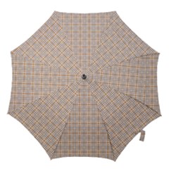 Portuguese Vibes - Brown And White Geometric Plaids Hook Handle Umbrellas (large) by ConteMonfrey