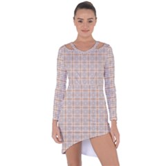 Portuguese Vibes - Brown And White Geometric Plaids Asymmetric Cut-out Shift Dress by ConteMonfrey