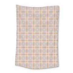 Portuguese Vibes - Brown And White Geometric Plaids Small Tapestry by ConteMonfrey