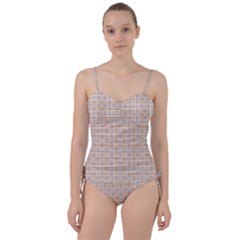 Portuguese Vibes - Brown And White Geometric Plaids Sweetheart Tankini Set by ConteMonfrey