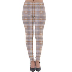 Portuguese Vibes - Brown And White Geometric Plaids Lightweight Velour Leggings by ConteMonfrey