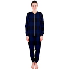 Black And Dark Blue Plaids Onepiece Jumpsuit (ladies) by ConteMonfrey