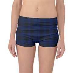 Black And Dark Blue Plaids Boyleg Bikini Bottoms by ConteMonfrey