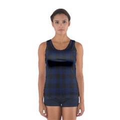 Black And Dark Blue Plaids Sport Tank Top 