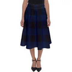 Black And Dark Blue Plaids Perfect Length Midi Skirt by ConteMonfrey