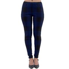 Black And Dark Blue Plaids Lightweight Velour Leggings by ConteMonfrey