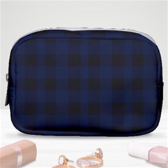 Black And Dark Blue Plaids Make Up Pouch (small) by ConteMonfrey