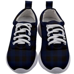 Black And Dark Blue Plaids Kids Athletic Shoes by ConteMonfrey