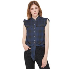 Black And Dark Blue Plaids Frill Detail Shirt by ConteMonfrey