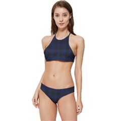 Black And Dark Blue Plaids Banded Triangle Bikini Set by ConteMonfrey