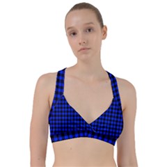 Black And Bic Blue Plaids Sweetheart Sports Bra by ConteMonfrey