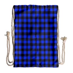 Black And Bic Blue Plaids Drawstring Bag (large)