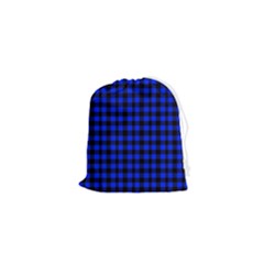 Black And Bic Blue Plaids Drawstring Pouch (xs) by ConteMonfrey