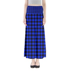 Black And Bic Blue Plaids Full Length Maxi Skirt by ConteMonfrey