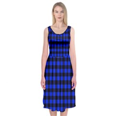 Black And Bic Blue Plaids Midi Sleeveless Dress by ConteMonfrey