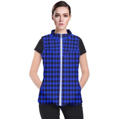 Black And Bic Blue Plaids Women s Puffer Vest by ConteMonfrey