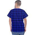 Black and bic blue plaids Men s V-Neck Scrub Top View2