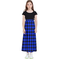 Black And Bic Blue Plaids Kids  Flared Maxi Skirt by ConteMonfrey