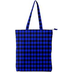 Black And Bic Blue Plaids Double Zip Up Tote Bag by ConteMonfrey