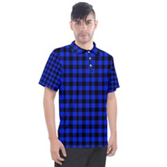 Black And Bic Blue Plaids Men s Polo Tee by ConteMonfrey