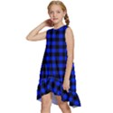 Black and bic blue plaids Kids  Frill Swing Dress View2