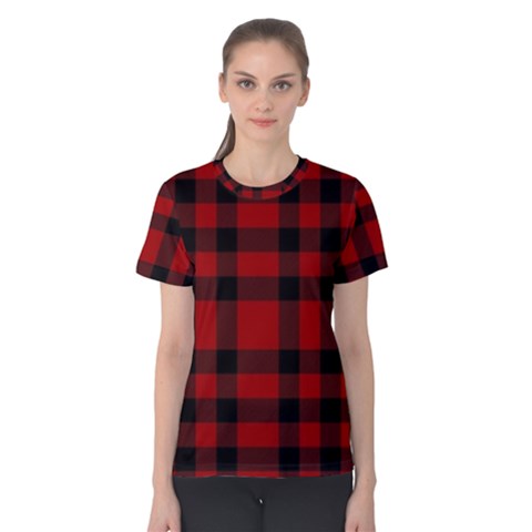 Red And Black Plaids Women s Cotton Tee by ConteMonfrey