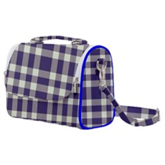 Dark Blue Plaid Satchel Shoulder Bag by ConteMonfrey