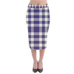 Dark Blue Plaid Velvet Midi Pencil Skirt by ConteMonfrey