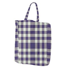 Dark Blue Plaid Giant Grocery Tote by ConteMonfrey