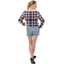 Dark Blue Plaid Banded Bottom Chiffon Top View2