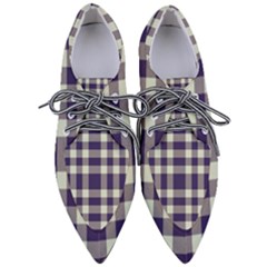 Dark Blue Plaid Pointed Oxford Shoes by ConteMonfrey