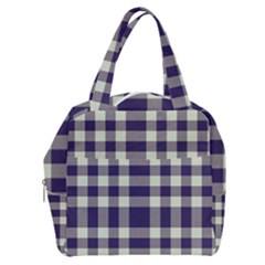 Dark Blue Plaid Boxy Hand Bag