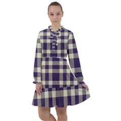 Dark Blue Plaid All Frills Chiffon Dress by ConteMonfrey