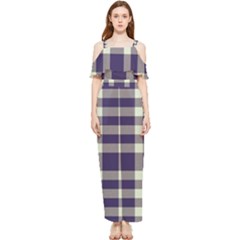 Dark Blue Plaid Draped Sleeveless Chiffon Jumpsuit by ConteMonfrey