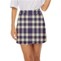 Dark Blue Plaid Mini Front Wrap Skirt View1