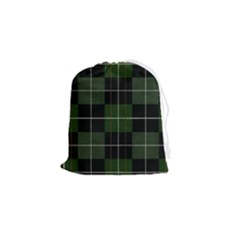 Modern Green Plaid Drawstring Pouch (small) by ConteMonfrey