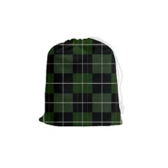 Modern Green Plaid Drawstring Pouch (medium) by ConteMonfrey