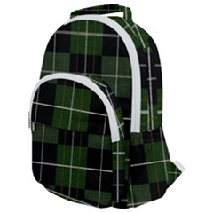 Modern Green Plaid Rounded Multi Pocket Backpack by ConteMonfrey