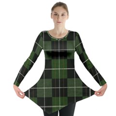 Modern Green Plaid Long Sleeve Tunic  by ConteMonfrey