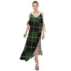 Modern Green Plaid Maxi Chiffon Cover Up Dress by ConteMonfrey