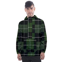 Modern Green Plaid Men s Front Pocket Pullover Windbreaker by ConteMonfrey