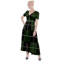 Modern Green Plaid Button Up Short Sleeve Maxi Dress by ConteMonfrey