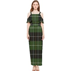 Modern Green Plaid Draped Sleeveless Chiffon Jumpsuit by ConteMonfrey