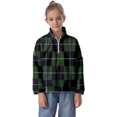 Modern Green Plaid Kids  Half Zip Hoodie by ConteMonfrey