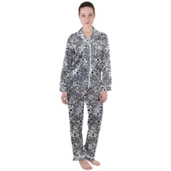 Weird Cute Fantasy Monsters Motif Pattern Satin Long Sleeve Pajamas Set