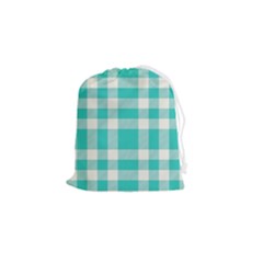 Turquoise Small Plaids  Drawstring Pouch (small) by ConteMonfrey