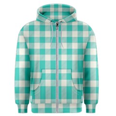 Turquoise Small Plaids  Men s Zipper Hoodie by ConteMonfrey