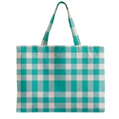 Turquoise Small Plaids  Zipper Mini Tote Bag by ConteMonfrey