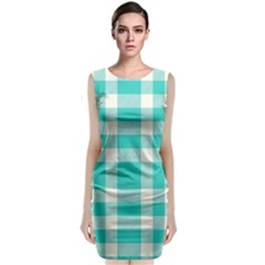 Turquoise Small Plaids  Sleeveless Velvet Midi Dress by ConteMonfrey