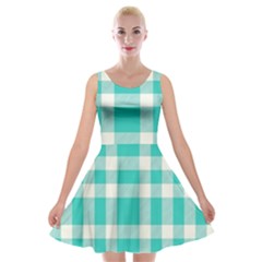 Turquoise Small Plaids  Velvet Skater Dress by ConteMonfrey